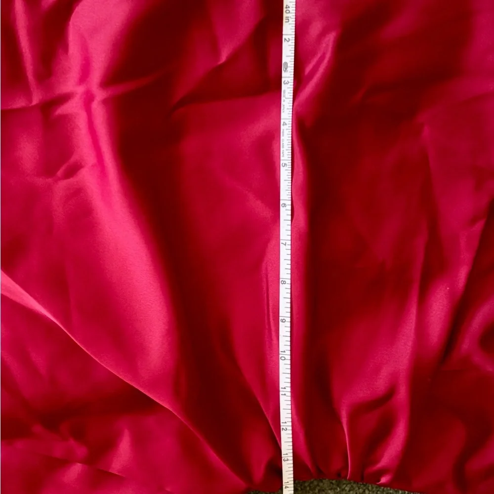 David's Bridal Size JB 16 Ruched Satin Style Apple Crimson Red Maxi Formal Dress - Picture 11 of 11